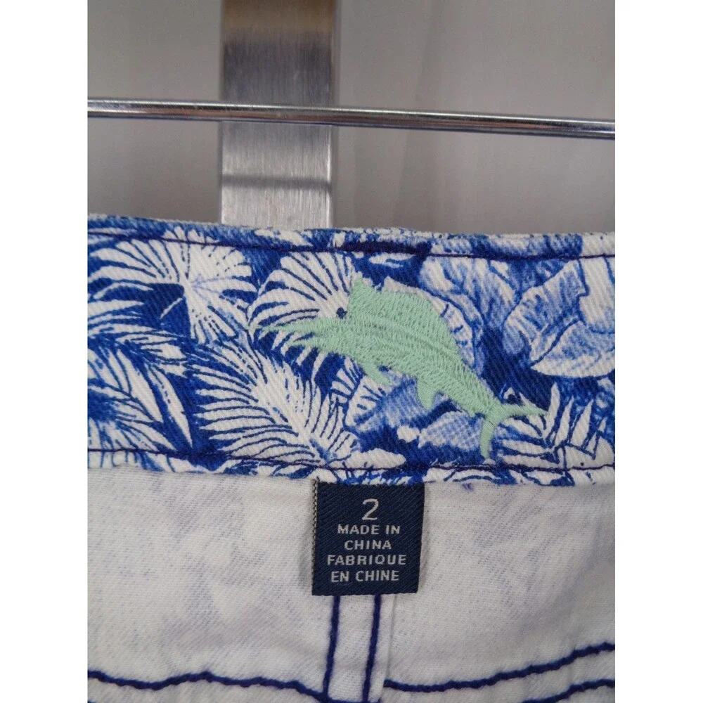 Tommy Bahama Wall of Palms Denim Jean Skirt Size 2 Floral Coastal Tropical
